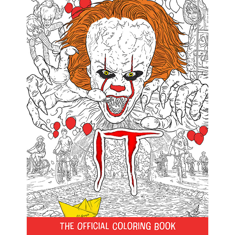 Softcover coloring book titled "IT" by Insight Editions with detailed illustrations from the official "IT" movie.