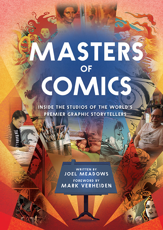 Softcover book titled Masters of Comics by Insight Editions, featuring colorful comic art on the cover.