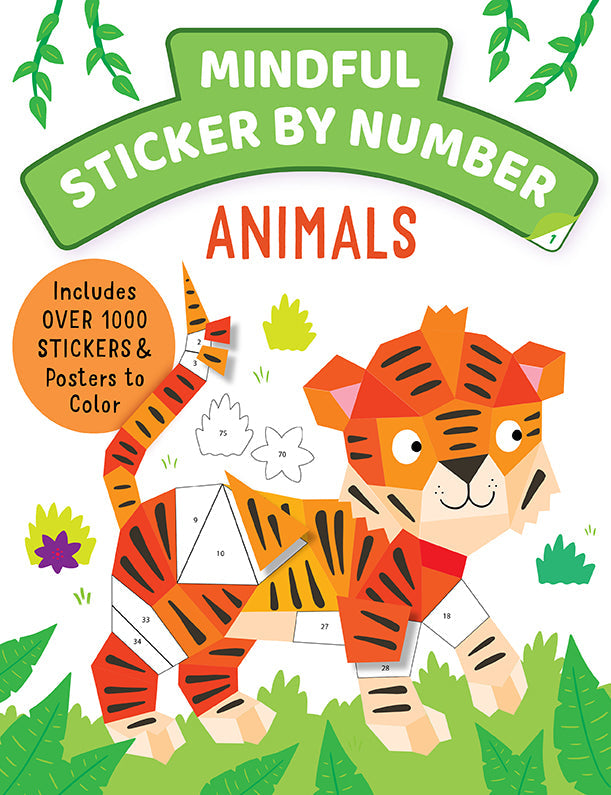 Softcover Mindful Sticker By Number: Animals book by Insight Editions with colorful animal stickers and number guides.