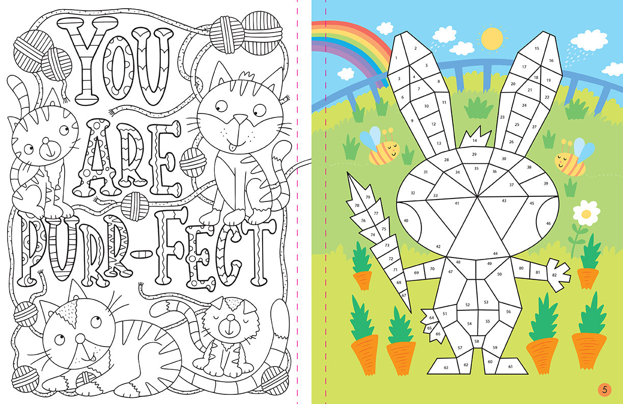 Softcover Mindful Sticker By Number book featuring adorable cuddly creatures for relaxation and creative fun.