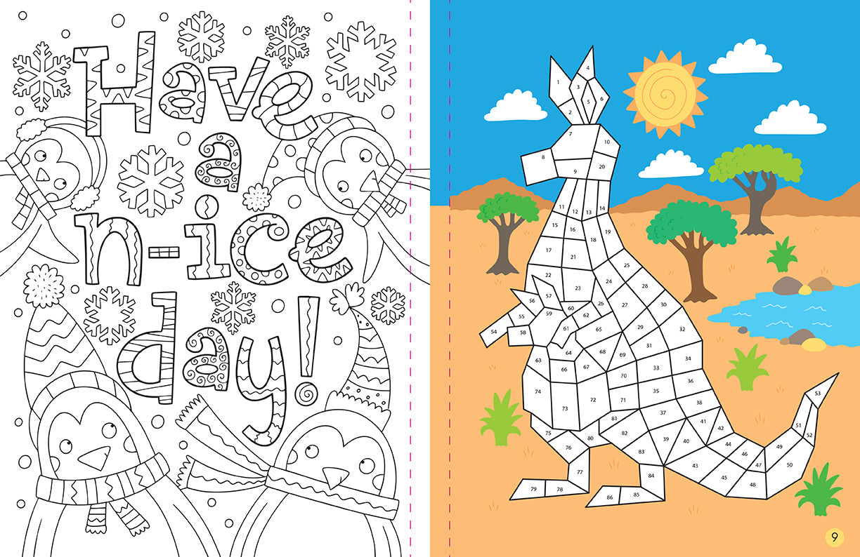 Softcover Mindful Sticker By Number book featuring cuddly creatures, with colorful illustrations and calming designs by Insight Editions.