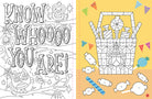 Inside page of Insight Editions' Halloween Mindful Sticker By Number softcover book with colorful sticker designs and mindful activity illustrations.