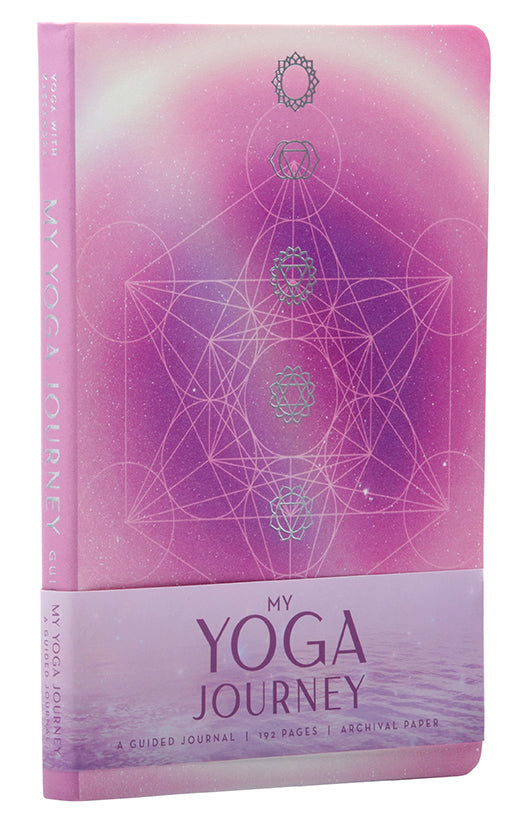 Softcover copy of "My Yoga Journey" book by Insight Editions, featuring a calming yoga-themed cover design.
