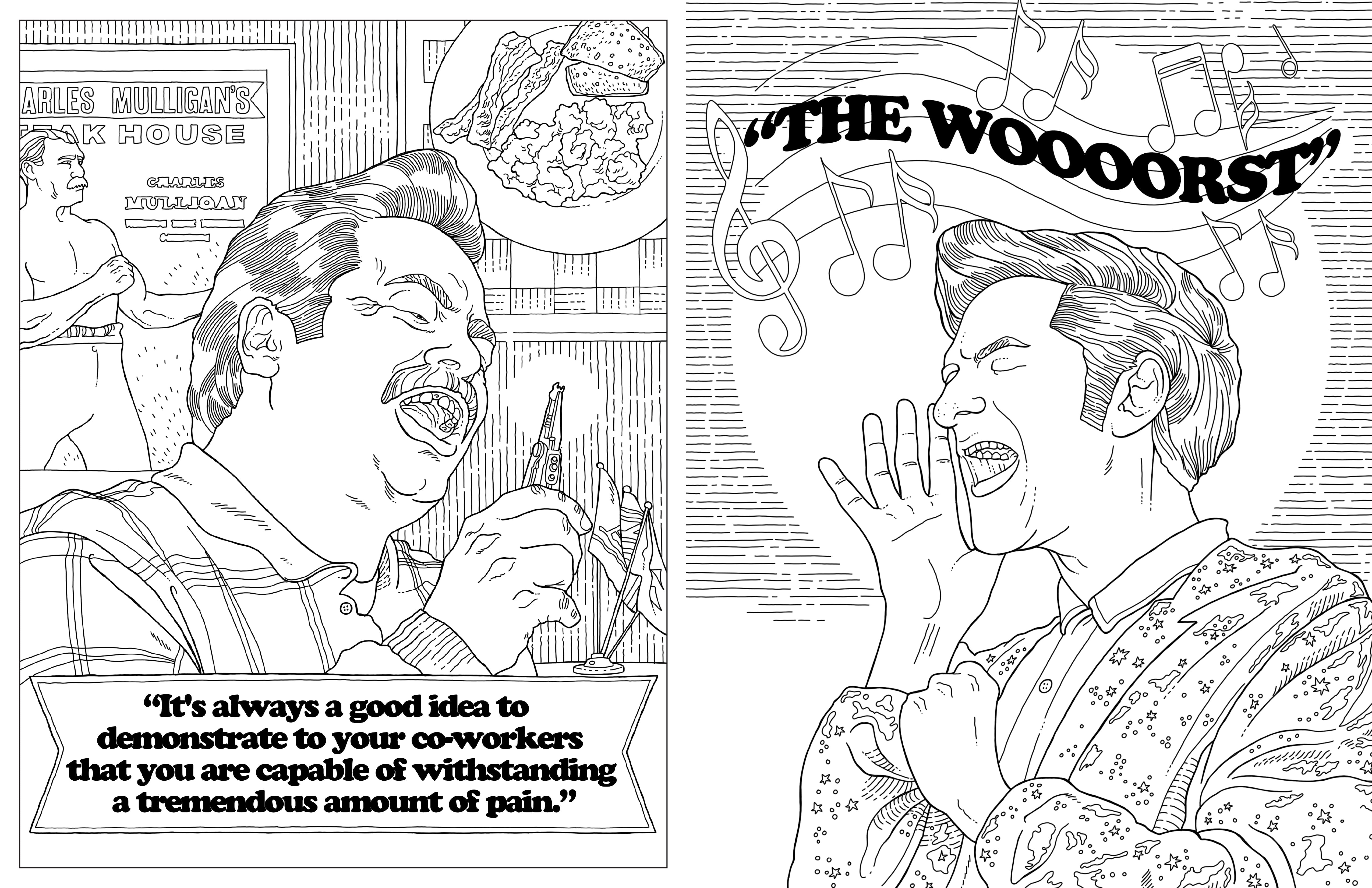 Softcover coloring book titled "Parks and Recreation: The Official Coloring Book" by Insight Editions, featuring outdoor scenes and characters.