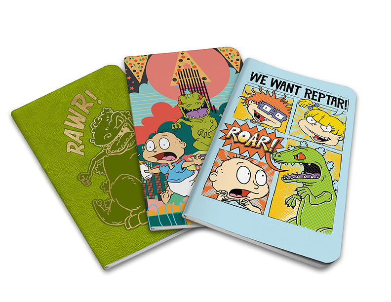 Set of three Rugrats softcover pocket notebooks from Insight Editions featuring colorful character designs.