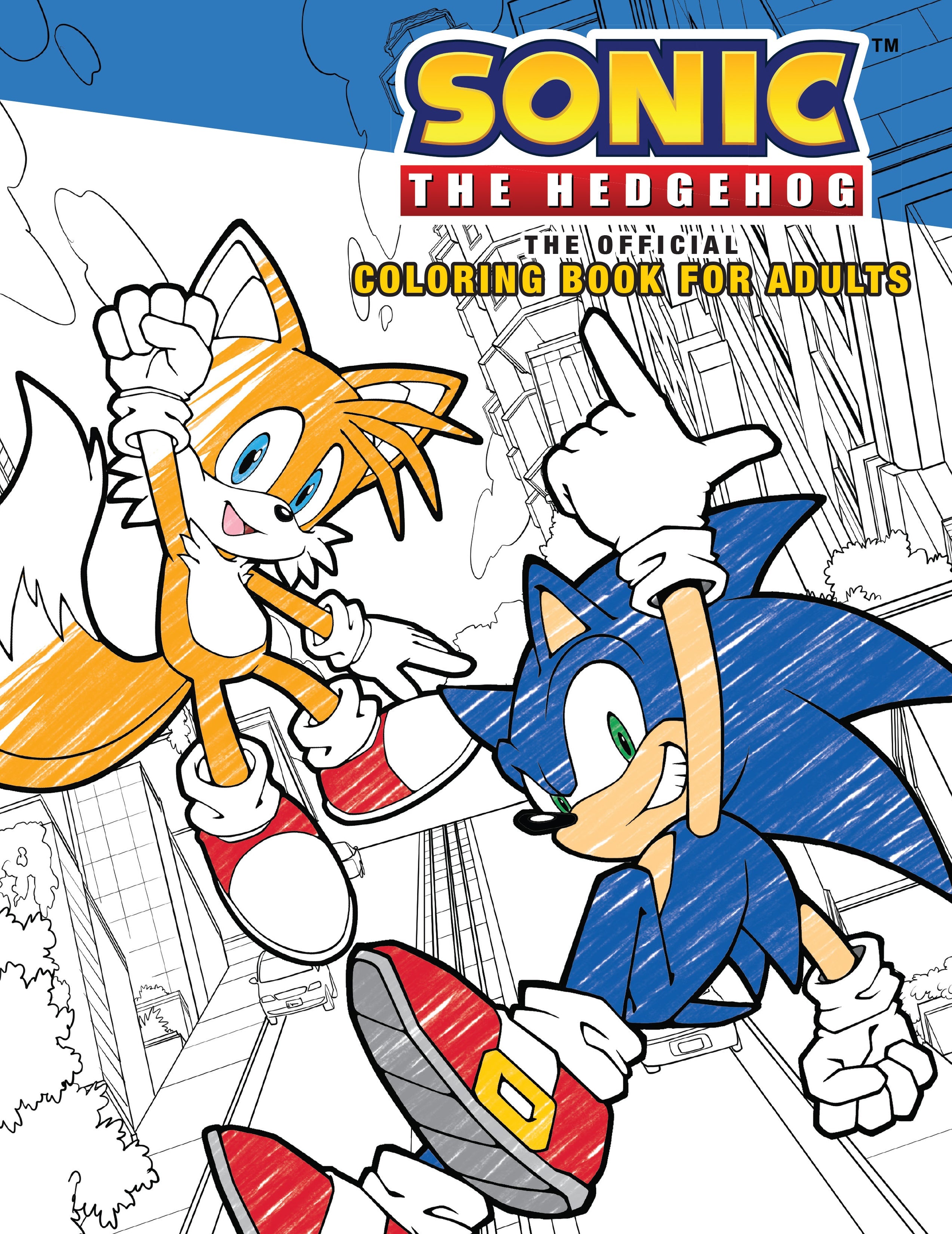 Softcover Sonic the Hedgehog adult coloring book by Insight Editions featuring colorful cover art and character illustrations.