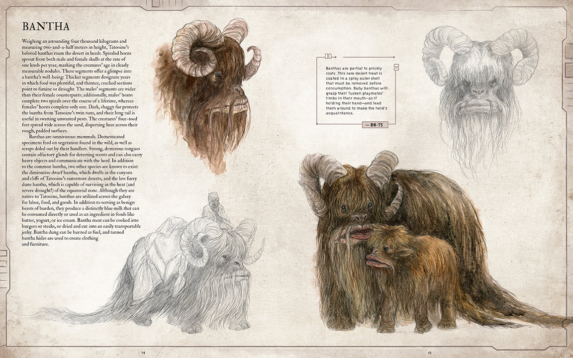 Softcover of Star Wars Bestiary, Vol. 1 by Insight Editions featuring illustrated creatures and characters from the Star Wars universe.