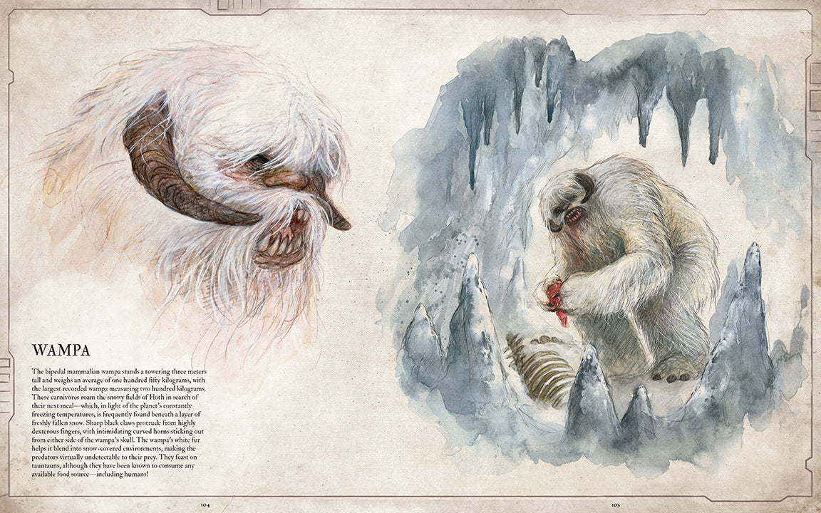 Softcover of Star Wars Bestiary, Vol. 1 by Insight Editions featuring detailed illustrations of Star Wars creatures and characters.