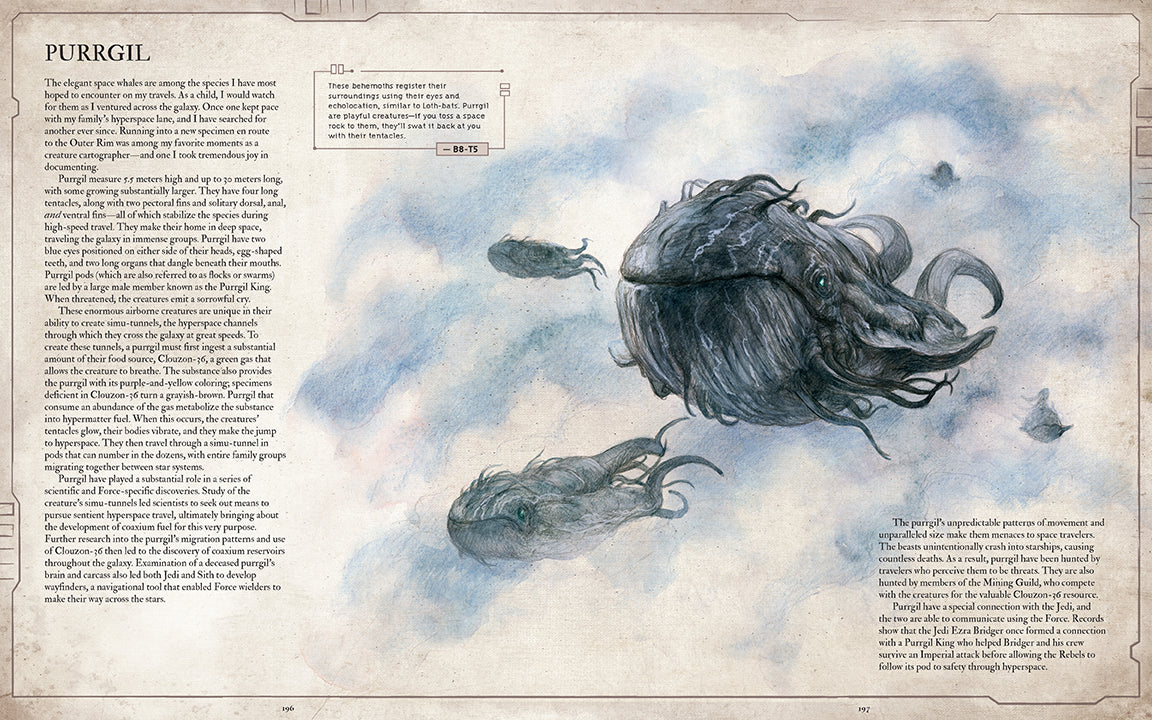 Softcover of Star Wars Bestiary, Vol. 1 by Insight Editions featuring detailed illustrations of Star Wars creatures and characters.