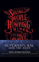 Interior view of Insight Editions Supernatural Pocket Notebook Collection with softcover design and lined pages in a set of three.
