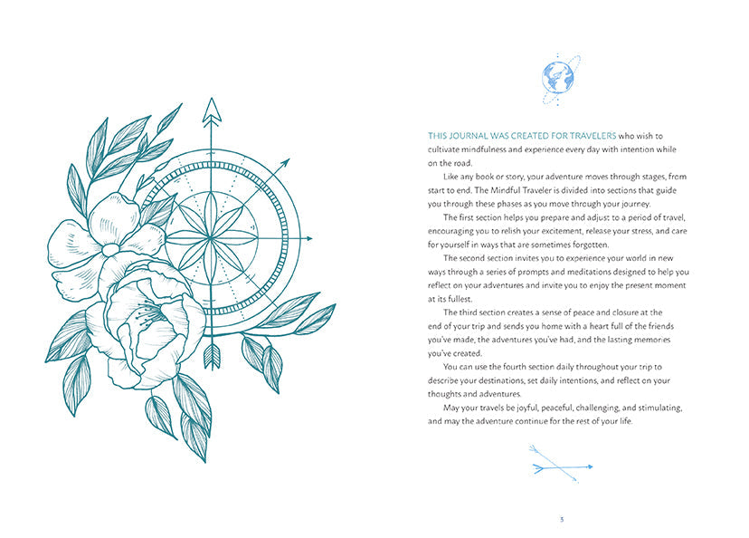 Softcover copy of "The Mindful Traveler" book by Insight Editions, featuring a calming cover design.