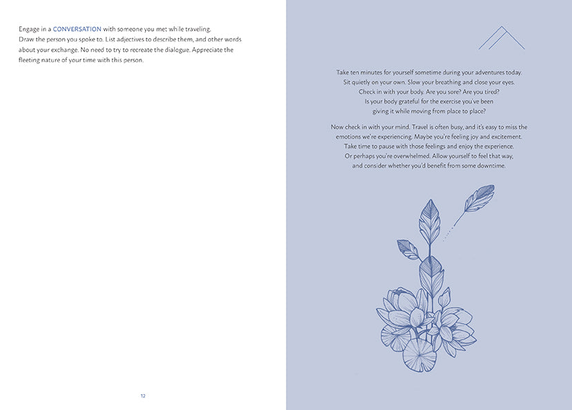 Softcover copy of The Mindful Traveler book by Insight Editions, featuring a calm, travel-themed cover design.