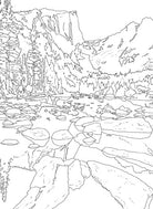 Softcover coloring book featuring postcards of national parks, with detailed illustrations by Insight Editions.