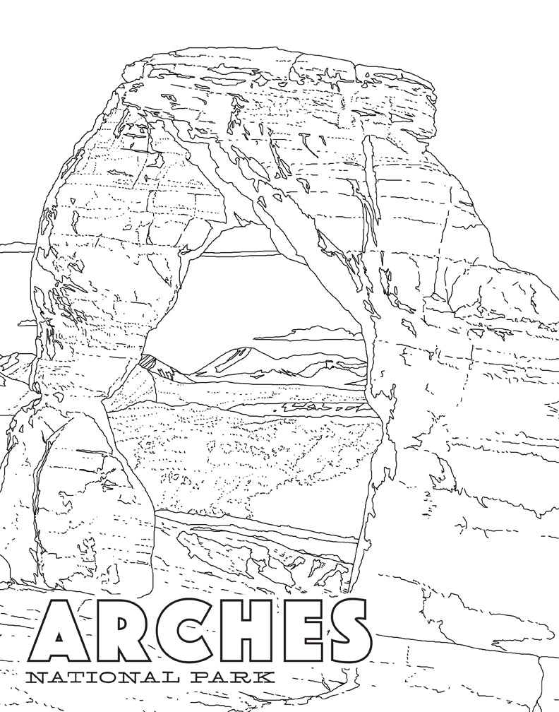 Softcover coloring book featuring national park posters by Insight Editions, with outdoor scenes and park designs on the cover.
