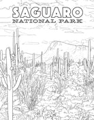 Softcover coloring book featuring national parks posters by Insight Editions, with outdoor landscapes and iconic park scenes.