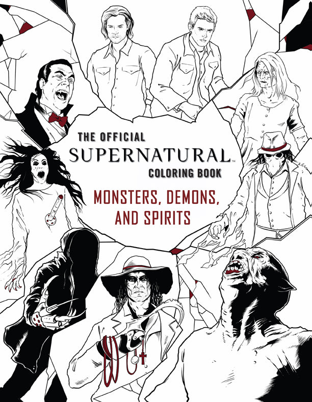 Softcover Supernatural coloring book by Insight Editions featuring artwork from the TV series, with spooky and supernatural-themed illustrations.