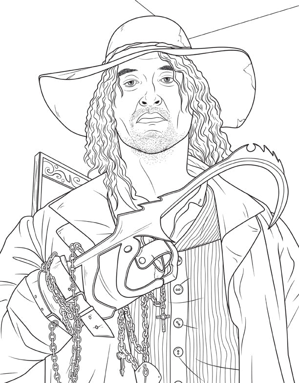 Open interior page of The Official Supernatural Coloring Book by Insight Editions, featuring detailed supernatural-themed illustrations.