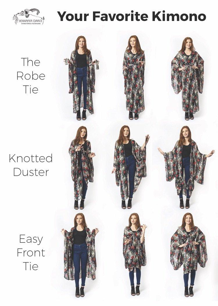 Jennafer Grace Antoinette Kimono with floral pattern, lightweight fabric, and flowing design, displayed on a neutral background.