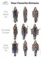 Jennafer Grace Antoinette Kimono with floral pattern, lightweight fabric, and flowing design, displayed on a neutral background.