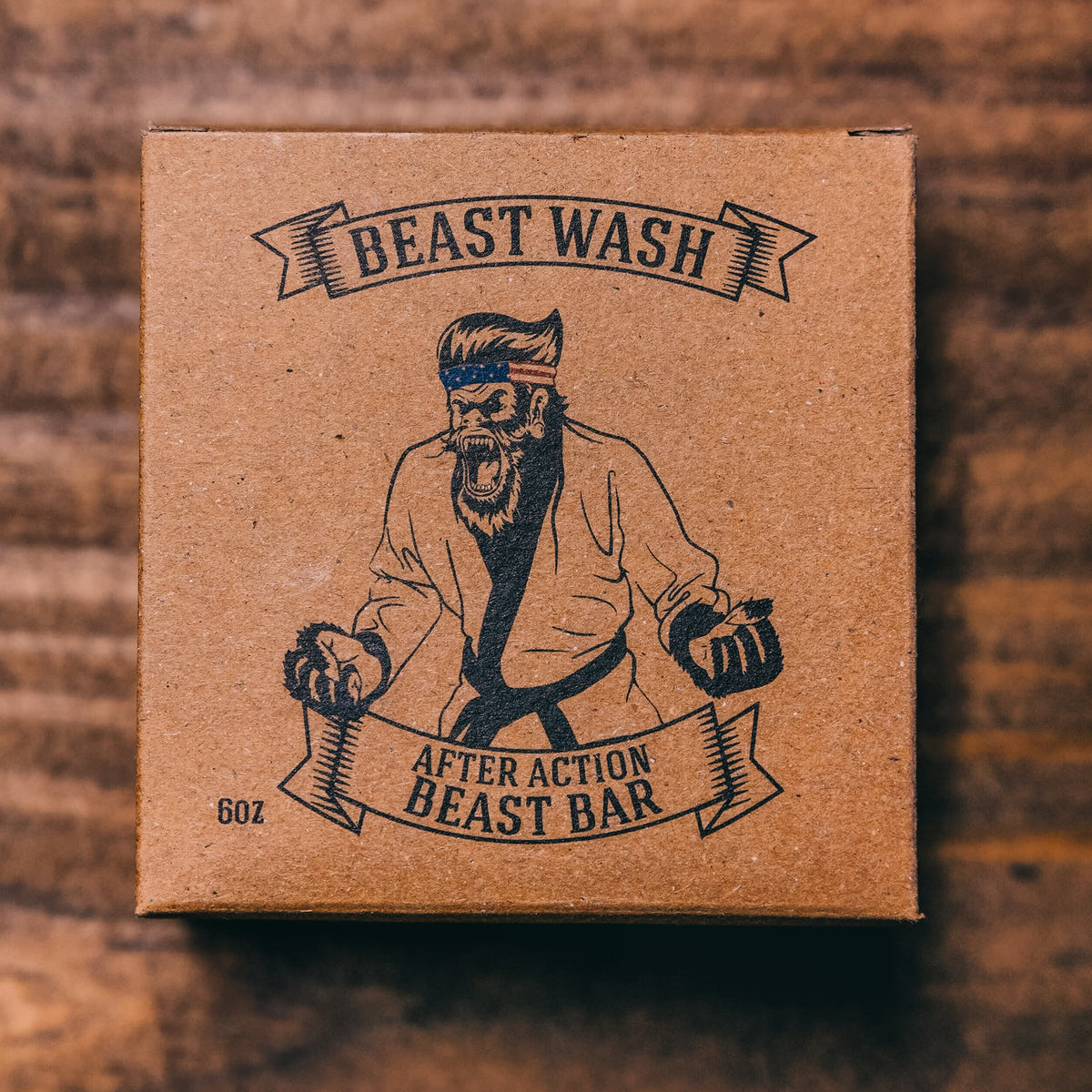 Johnny Slicks After Action Beast Bar soap with rugged, masculine design, featuring a dark, textured appearance and natural ingredients.