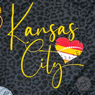 Black leopard graphic unisex short sleeve tee from The Graphic Tee, featuring Kansas City design on soft cotton fabric.