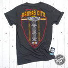 Unisex Kansas City Season Tour Concert Comfort Wash graphic short sleeve T-shirt by The Graphic Tee, featuring tour-themed design.