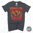 Unisex Kansas City Season Tour concert graphic short sleeve tee by The Graphic Tee, featuring a comfort wash finish and vibrant design.