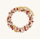 Karma and Luck Abundant Grace multi-stone evil eye gold wrap bracelet for women with colorful stones and protective design.
