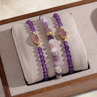 Women's Calm Spirit Amethyst and CZ gold bracelet by Karma and Luck featuring purple amethyst stones and sparkling cubic zirconia accents.