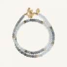 Celestial Path Moonstone and Labradorite star wrap bracelet for women, featuring sparkling stones and a celestial-themed design.