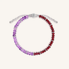Women's Dreamy Energizer Amethyst Garnet drawstring bracelet by Karma and Luck with purple amethyst and red garnet beads.