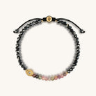Grounded in Love Evil Eye Tourmaline Hematite Bracelet for women by Karma and Luck, featuring protective gemstone beads and silver accents.