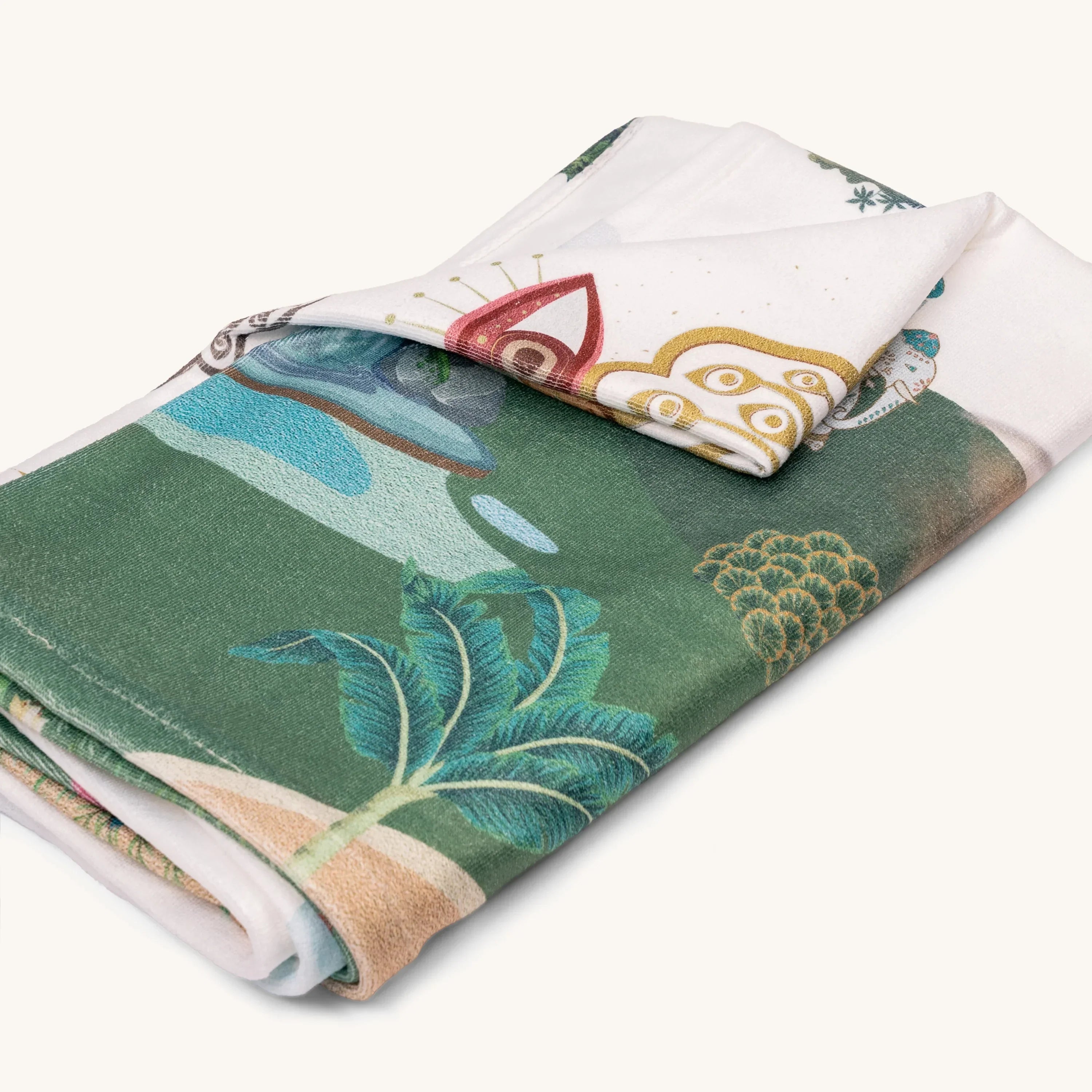 Karma and Luck Dreamy Escape Beach Towel with vibrant, relaxing design, perfect for home decor or beach use.