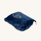 Energetic Balance navy pillow and blanket set by Karma and Luck, featuring calming home decor with intricate patterns and soft fabric.