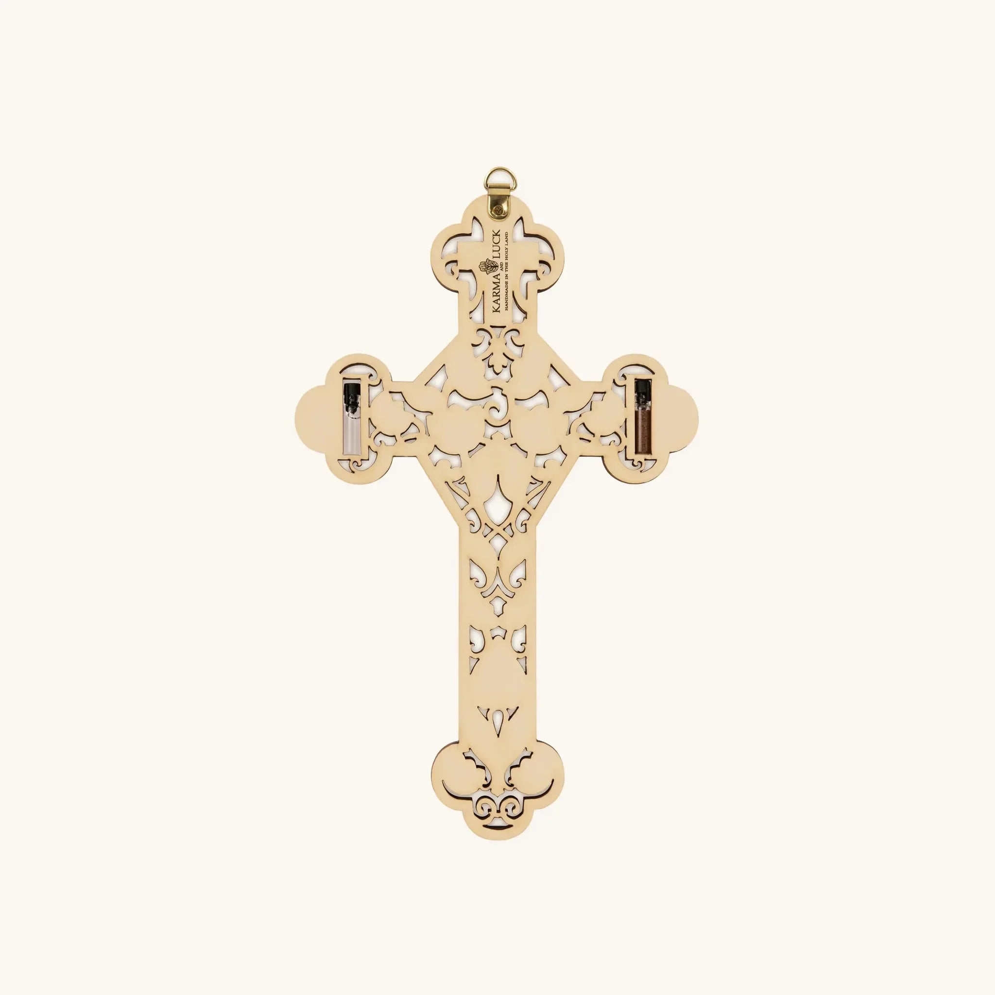 Genuine Faith cross blessing home decor from Karma and Luck, decorative wall hanging with spiritual design and intricate details.
