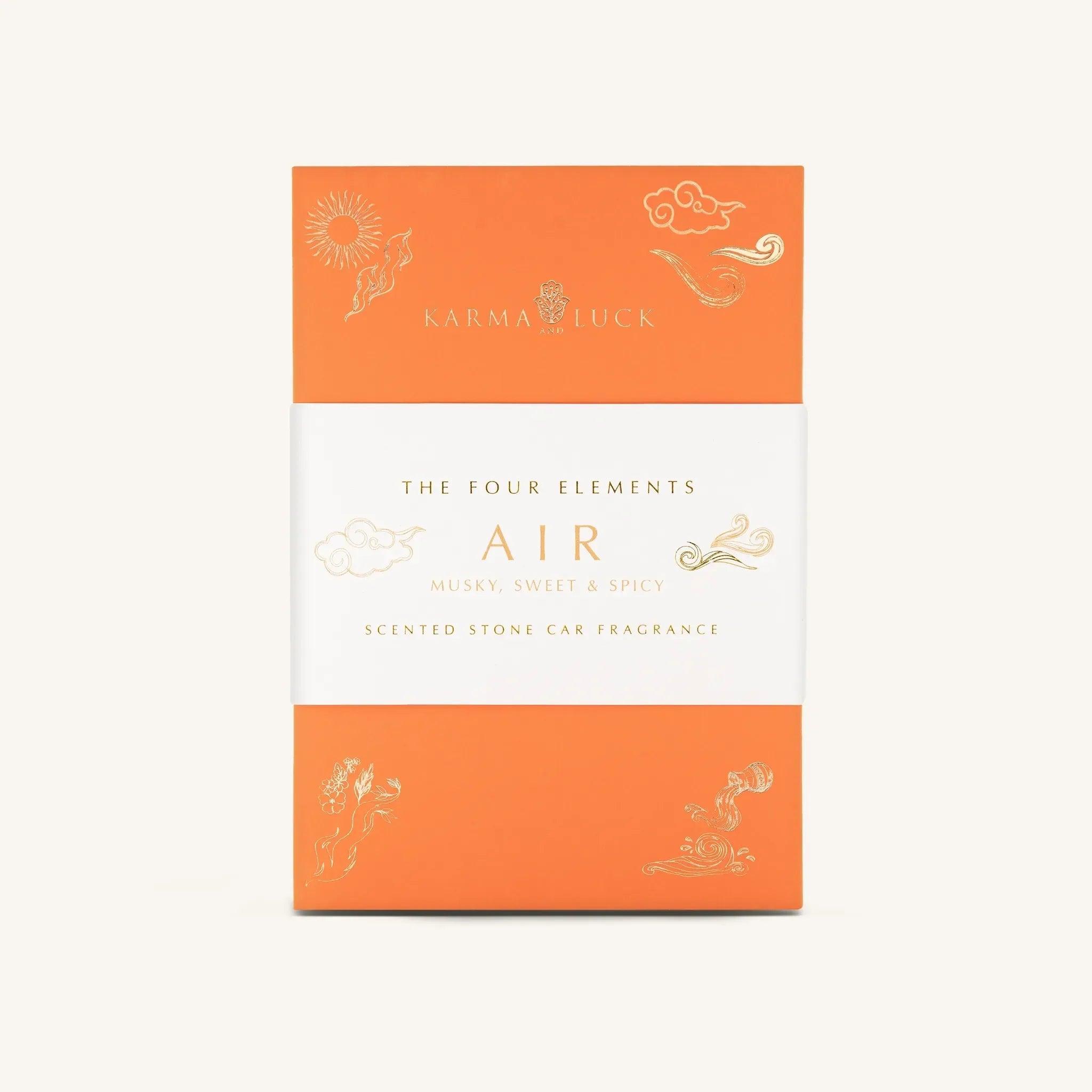 Soapstone "Air" freshener from Karma and Luck's Spiritual Paths home decor collection, featuring intricate carved details.
