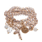 Katia Designs Believe Heart crystal boho wrap bracelet and necklace with heart-shaped crystal accents and beaded details.