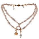 Katia Designs Believe Heart crystal boho wrap bracelet and necklace with crystal accents and adjustable design.