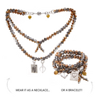 Katia Designs crystal boho wrap bracelet and necklace with heart-shaped crystal, featuring a stylish and bohemian design.