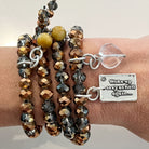 Katia Designs crystal boho wrap bracelet and necklace featuring a heart-shaped crystal, stylish and bohemian accessory.