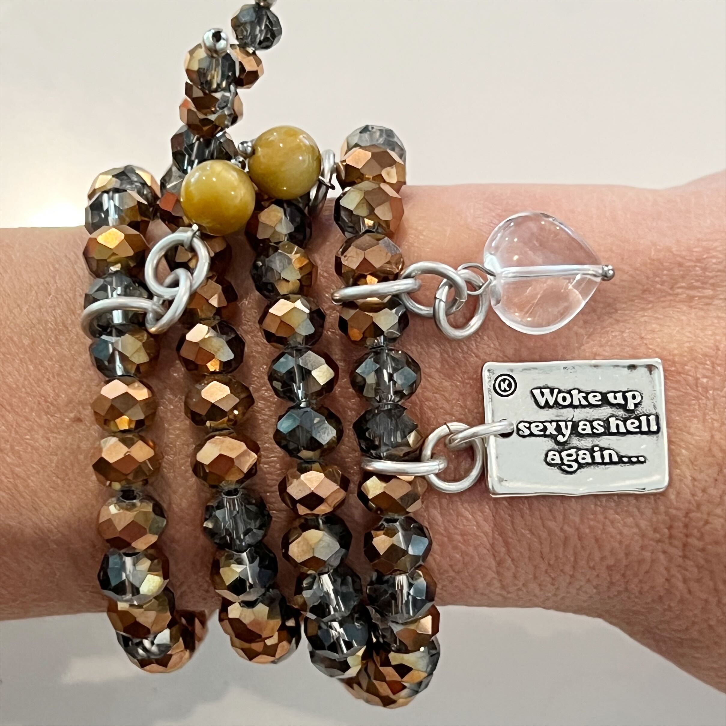 Katia Designs crystal boho wrap bracelet and necklace featuring a heart-shaped crystal, stylish and bohemian accessory.