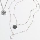 Silver Dainty "This Too Shall Pass" Star Necklace by Katia Designs, close-up of delicate chain and star pendant.