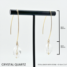 Katia Designs small stone drop earrings with antique gold finish and crystal quartz accents, elegant and delicate jewelry accessory.