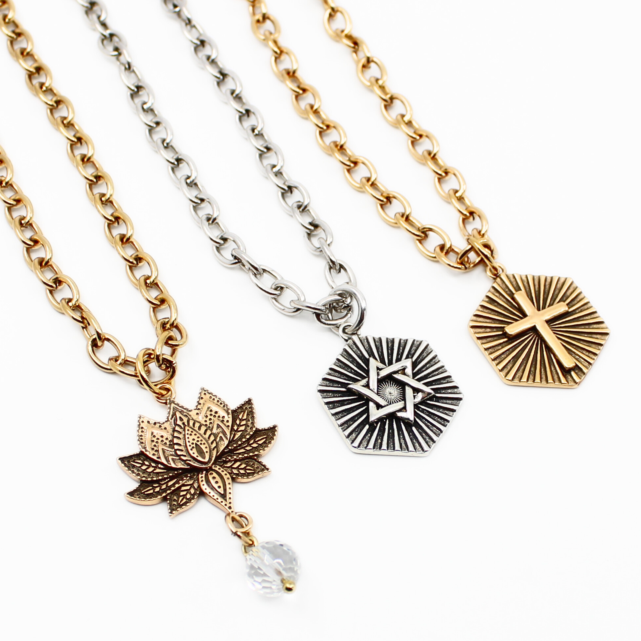 Antique gold Have Faith Essential Necklace by Katia Designs featuring a delicate chain and faith-themed pendant.
