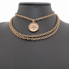 Katia Designs I Am Worthy Sun Essential Necklace in antique gold with sun pendant, stylish and inspiring jewelry piece.