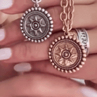 Katia Designs I Am Worthy Sun Essential Necklace in antique gold, featuring a sun pendant on a delicate chain.