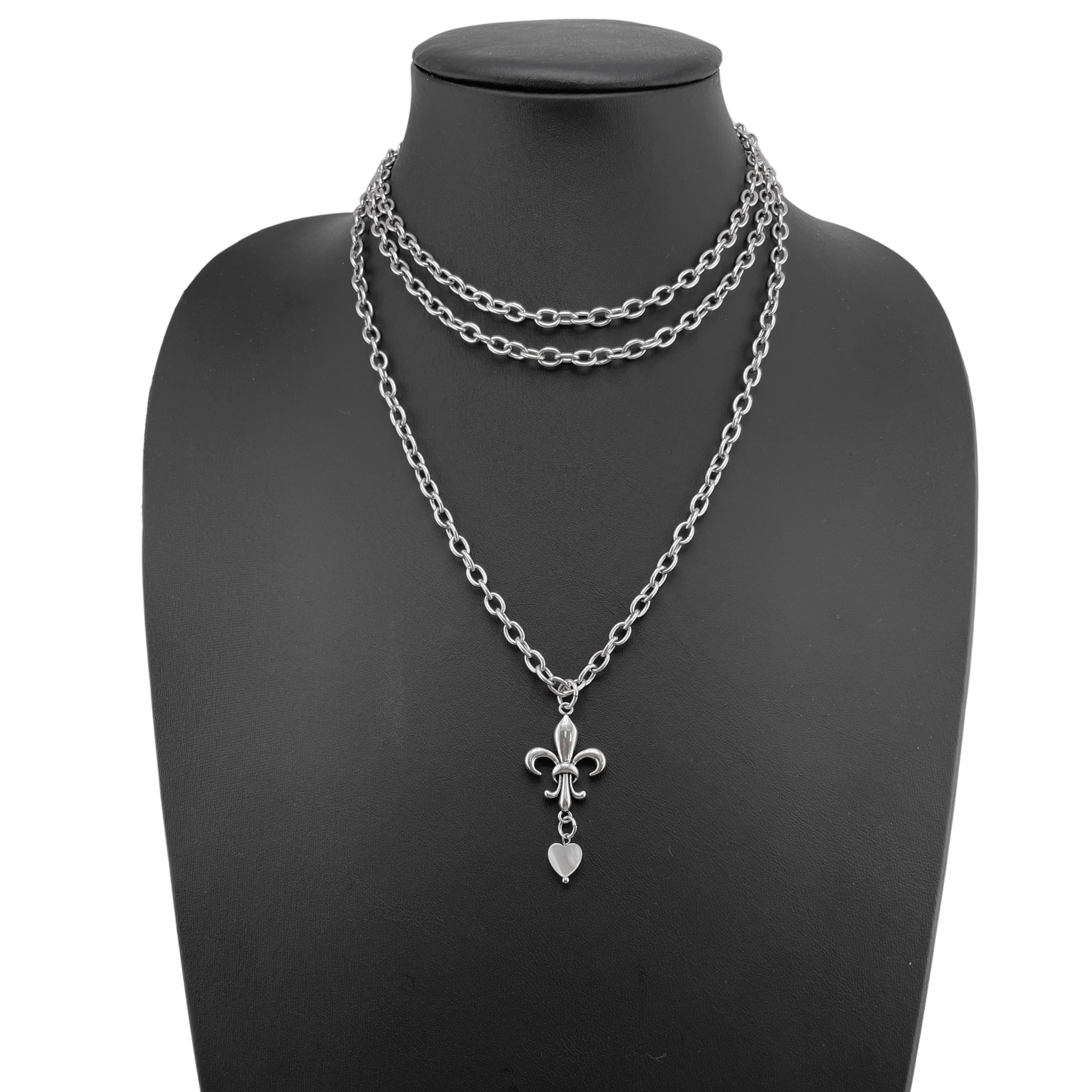 Katia Designs antique gold Love Fleur-de-Lis essential necklace with intricate fleur-de-lis pendant and delicate chain.