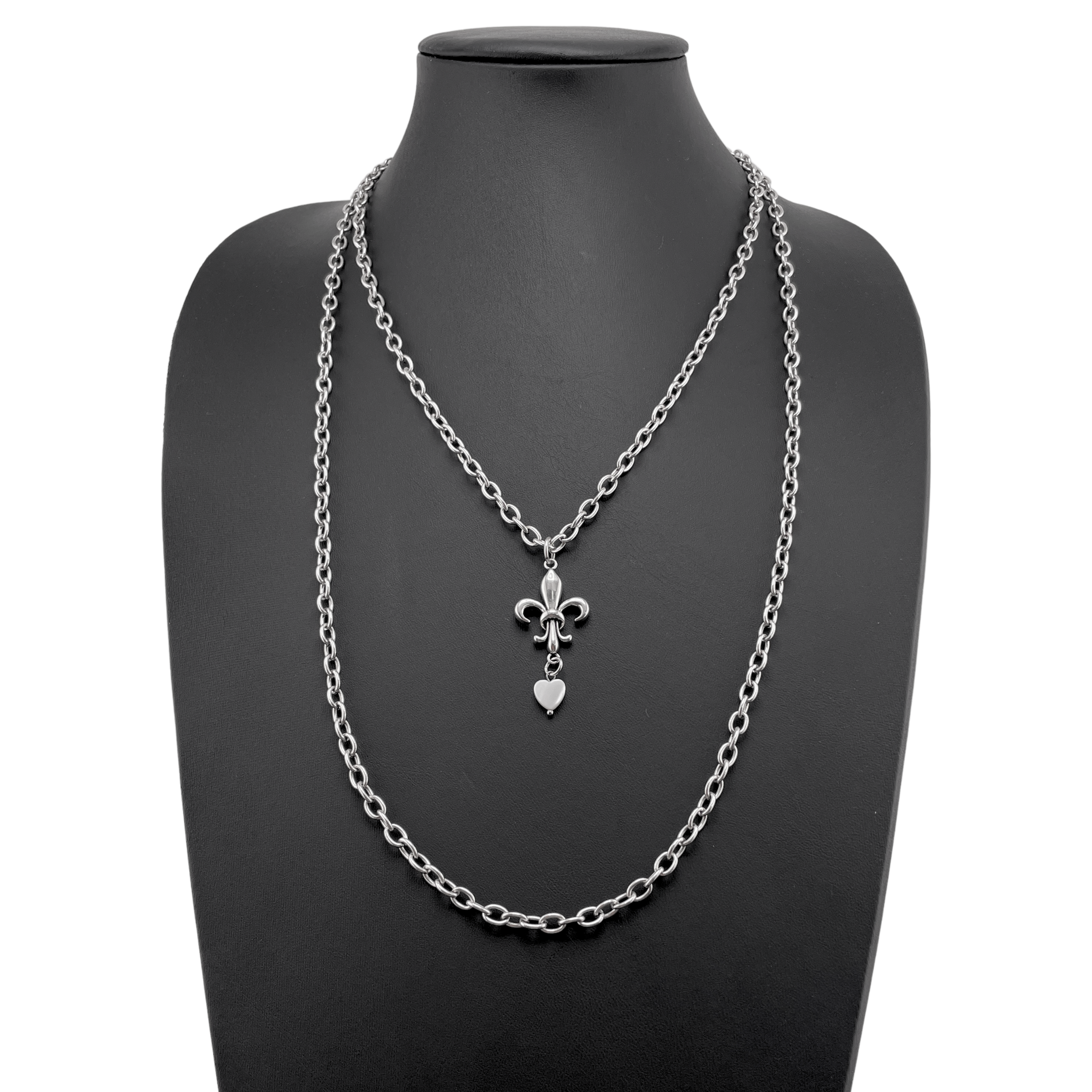 Katia Designs Love Fleur-de-Lis Essential Necklace in antique gold with intricate fleur-de-lis pendant on a delicate chain