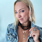 Katia Designs Love Fleur-de-Lis essential necklace in antique gold with intricate fleur-de-lis pendant on a delicate chain.