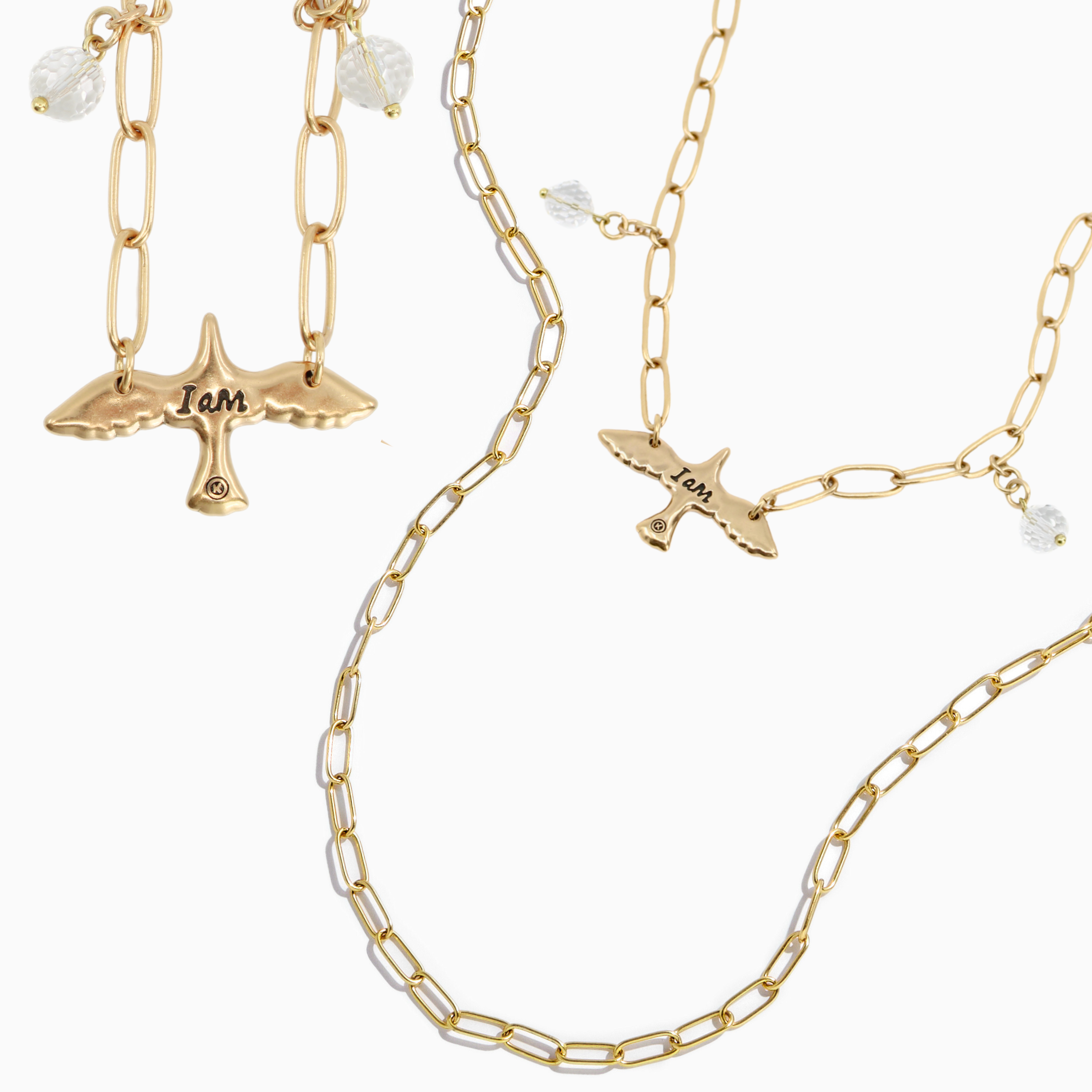Silver I Am Bird long chain necklace by Katia Designs, featuring a sleek, elegant bird pendant on a long chain.